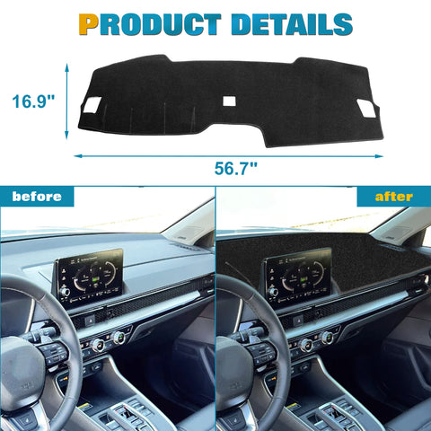 Black Dashboard Mat Poly Carpet DashMat Non-Slip Cover For Honda CRV 2023-2025