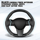 Xotic Tech Custom Fit Steering Wheel Wrap Protector Cover Accessories w/Non-Slip Comfortable Grip Function For Men/Women, Compatible with Tesla Model 3 Model Y 2017-2024