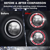 2pcs Bling Rhinestone Car Engine Ignition Start Button Ring Emblem Sticker Cover