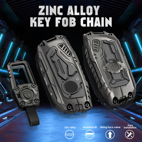 x xotic tech Mech Style Heavy Metal Key Fob Cover Compatible with BMW 2023 2024 2025 X1 X5 X6 X7 i7 Xi 3 5 7 Series 740i 760i XM IX IX3 I5 I7, Zinc Alloy Key Case Protector Shell Keychain