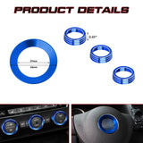 Blue Steering Wheel Logo + AC Knob Control Ring Cover for Volkswagen Golf GTI