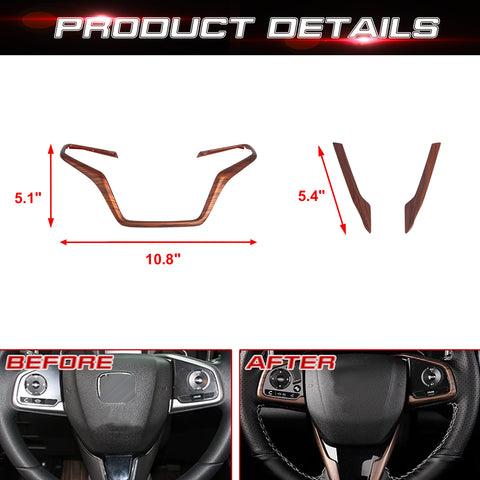 Inner Peach Wood Grain Steering Wheel Frame Cover Trim For Honda CR-V 2017-2022