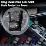 Bling Rhinestone Leather Auto Gear Shift Knob Protective Cover Universal Fit