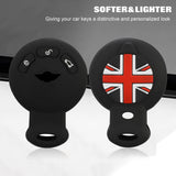 x xotic tech Silicone Key Fob Cover Protector Compatible with Mini Cooper Hatch Convertible Clubman Countryman Paceman R55 R56 R57 R58 R59 R60 R61, Red Black Union Jack Smart Key Case Shell