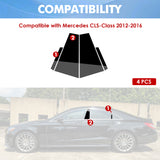 Black Window Pillar Post Door Trim Piano Cover Kit For Mercedes Benz CLS 2012-16