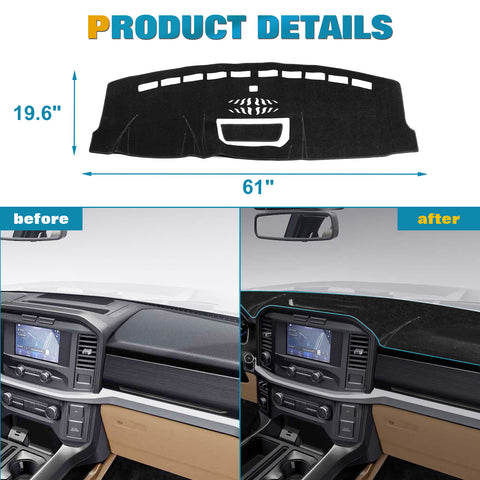 Dashboard Cover Pad Anti-Dirt Sunshield Protect Dash Mat For Ford F150 2021-2025