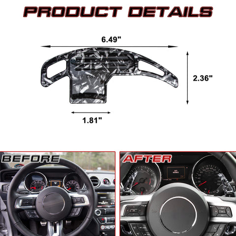 Black Forged Pattern Paddle Shifter Extension Cover For Ford Mustang 2015-2023