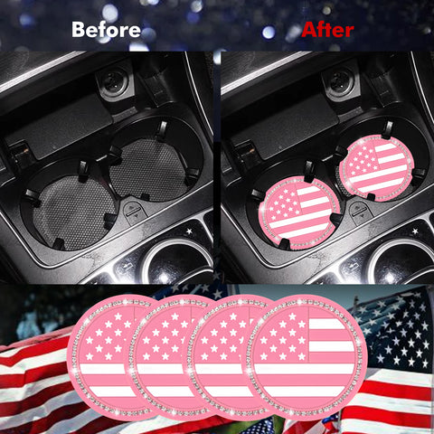 2.75" Flexible PVC Rhinestone Cup Coasters Patriotic Decoration For Men Women