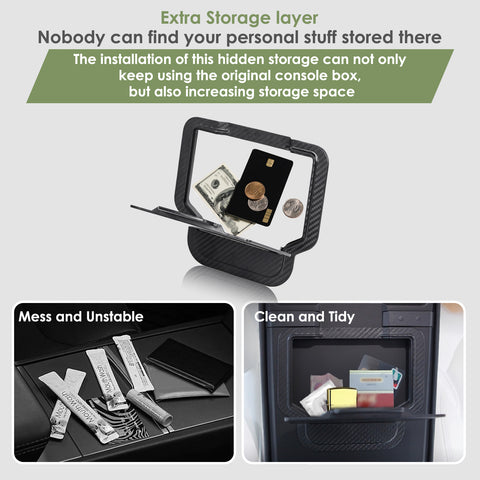 Center Console Organizer Armrest Hidden Storage Box For Tesla Model 3 Model Y