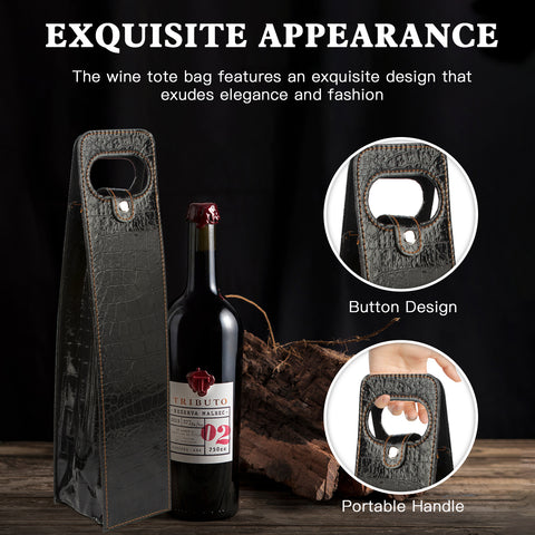 Portable Bottle Wine Gift Bag Champagne Beer Holder for Picnic Party, Christmas