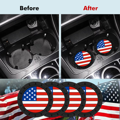 2.75 Inches USA Flag Style Anti Slip Drink Cup Holder Insert Mat Universal Fit