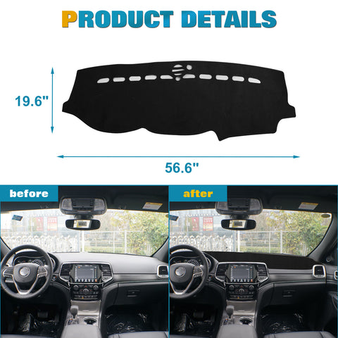 DashMat Cover Dashboard Suede Carpet Protector For Jeep Grand Cherokee 11-2021