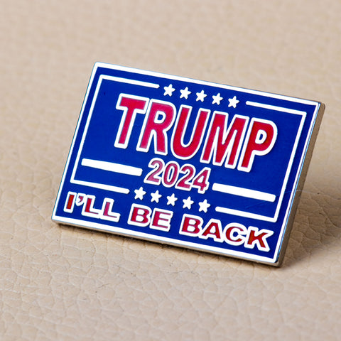 Donald Trump 2024 I'LL BE BACK Patriotic USA Flag Metal Tie Tack Badge Pin 2pcs