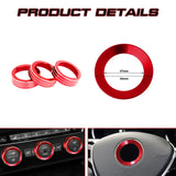 Red Center Steering Wheel + AC Climate Control Knob Ring Cover for VW MK7 Golf