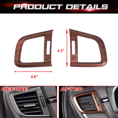 Peach Wood Style Side AC Vent Outlet Frame Cover Trim For Honda CR-V 2017-2022