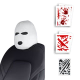 Xotic Tech Car Funny Decoration Spoof Balaclava Face Headrest Cover, Scary Bank Robber Costume Front Seat Head Rest Protector, Halloween Bandit Mask Auto Accessories Universal for Most Car-White