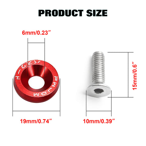 JDM VTEC Solenoid Valve Cover Cap Fender Bumper Engine Bay Washer Kit For Honda