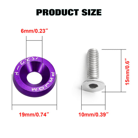 JDM VTEC Solenoid Valve Cover Cap Fender Bumper Engine Bay Washer Kit For Honda