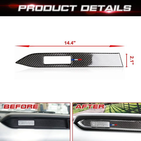 Carbon Fiber w/Tri Strip Center Console Panel Dash Cover For Ford Mustang 2015+