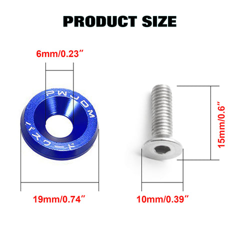 JDM VTEC Solenoid Valve Cover Cap Fender Bumper Engine Bay Washer Kit For Honda