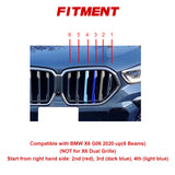 Tri-Colored Front Center Kidney Grille Strips Clip Cover For BMW X6 G06 2020-up