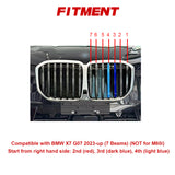 Tri-Colored Front Center Kidney Grille Strips Clip Cover For BMW X7 G07 2023+