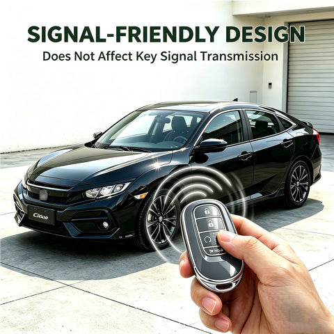 x xotic tech Key Fob Cover Compatible with Honda Accord Civic CR-V HR-V Pilot 2022-2027, Soft TPU Full Protective Smart Remote Keyless Case Accessories 5-Button (Silver Trim)