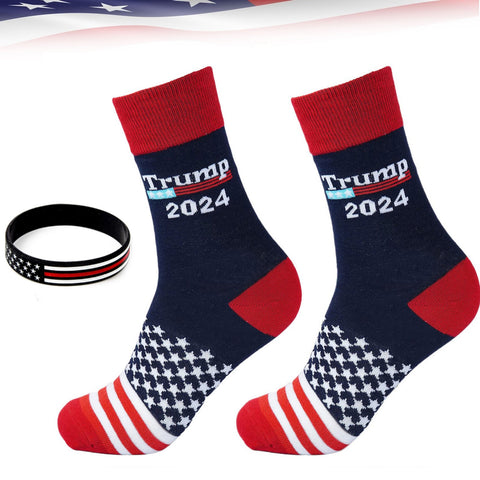 Donald Trump 2024 President MAGA Socks Men's Women's Cotton Novelty Crew Socks