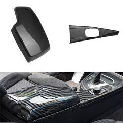 Carbon Fiber Style Armrest Box Multimedia Gear Panel Cover For BMW 3 4 Series