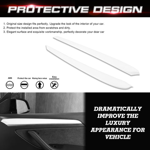 For Tesla Model 3 2021-2023 & Model Y 2020-up Glossy White Door Panel Molding Decor Trim