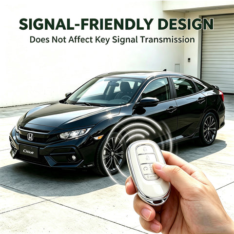 x xotic tech Key Fob Cover Compatible with Honda Accord Civic CR-V HR-V Pilot 2022-2027, Soft TPU Full Protective Smart Remote Keyless Case Accessories 5-Button (Silver Trim)