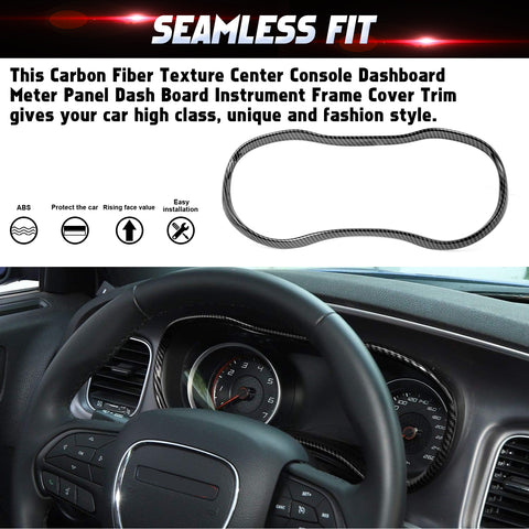 Carbon Fiber Style Dashboard Meter Panel Frame Cover For Dodge Charger 2015-23