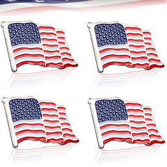 Silver American Flag Waving Lapel Pins, Patriotic US Flag Pins for National Day