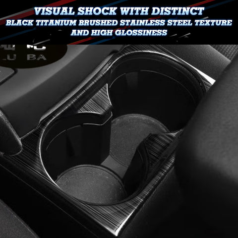 1X Black Titanium Interior Water Cup Holder Frame Cover For Mazda CX-5 2017-2021