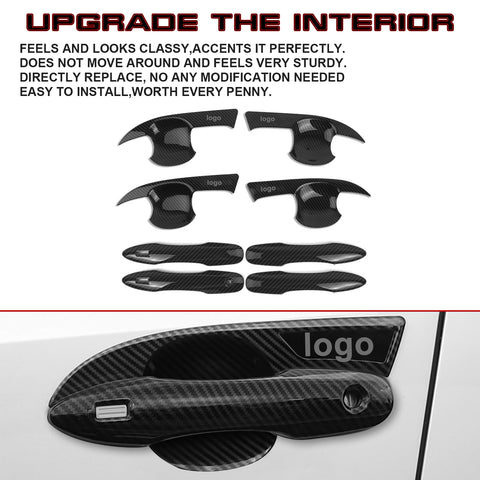 Glossy Black W/Smart Key Hole Door Handle + Bowl Trim For Toyota Corolla 2020-24