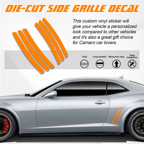 Xotic Tech 6pcs Car Body L&R Side Vent Insert Stripe Decal Vinyl Inlay Side Vent Gill Sticker Compatible with Chevrolet Camaro 2010-2015