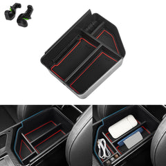 Center Console Armrest Box Secondary Storage Coin Holder Tray Organizer w/Red Anti-Dust Mats, Compatible with Kia EV6 2022 2023