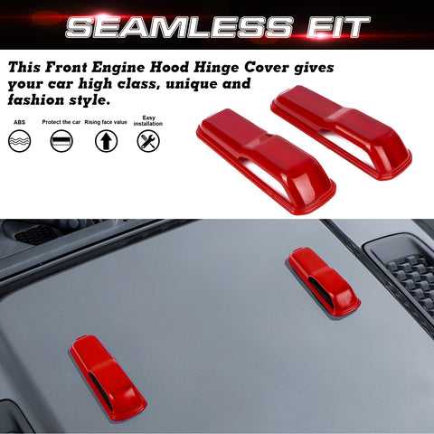 x xotic tech Front Engine Hood Hinge Cover Trim Decoration Exterior Accessories Compatible with Jeep Wrangler JL JLU 2018-up & Gladiator JT Truck 2/4 Door 2020-up (2Pcs)