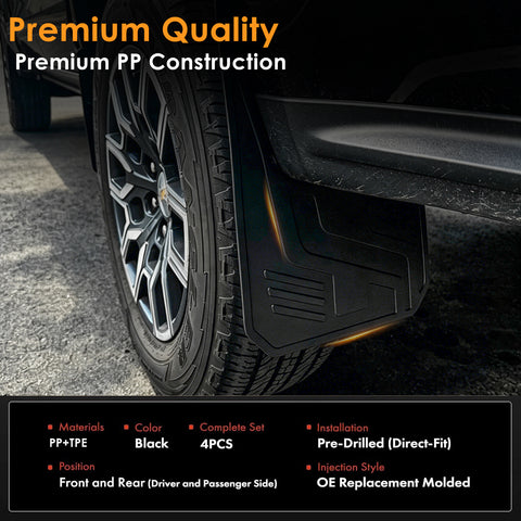 x xotic tech Mud Flaps Splash Guard Compatible with Chevrolet Colorado Z71/WT/LT 2023 2024 2025 2026 Front & Rear Mudguards Fender Flare Dirt Slush Trap Protector Set Pickup Truck Accessories(4PCS)