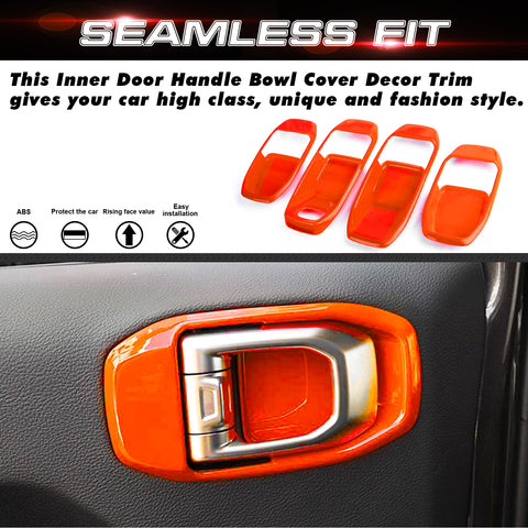 x xotic tech Door Handle Bowl Cover Decor Trim for Jeep Wrangler JL JLU 2018-up Gladiator JT 2020-up Interior Accessories(4Pcs)