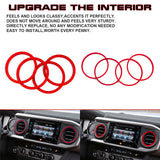 Red Inner & Outer Air Vent Outlet Ring Decoration Cover For Toyota Tacoma 2016+