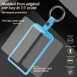 x xotic tech Transparent Card Key Holder, Card Protective Case Cover Comapatible with Tesla Model Y/3/S/X Cybertruck Accessories, Full Protection Key Fob Shell Key Chain(Aluminum Alloy)