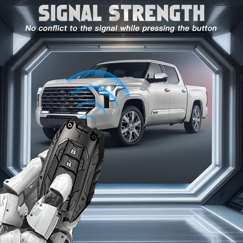 x xotic tech Mech Style Heavy Metal Key Fob Cover Compatible with Toyota Venza Sienna Tundra RAV4 Land Cruiser Corolla Highlander Camry, Zinc Alloy Key Case Protector Shell Keychain(E-Style)