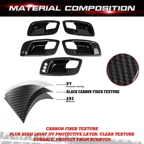 Carbon Look Door Handle Bowl Trim For Charger 2011-23 Chrysler 300 2015-2023