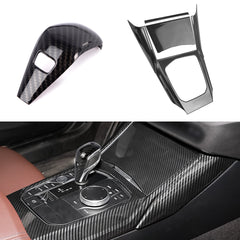 Carbon Fiber Black Gear Shift Knob Panel Frame Cover Trim For BMW 3-Series 19-22