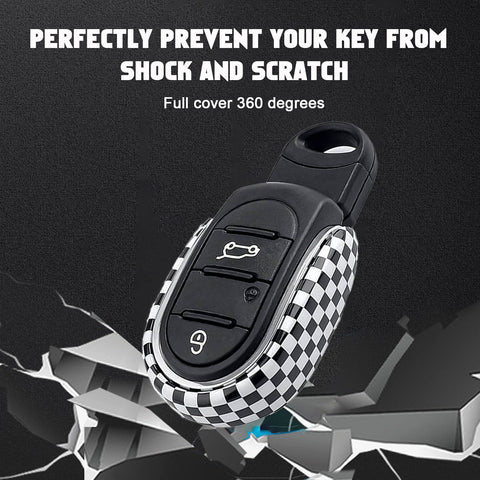 x xotic tech Slim Size Key Fob Cover Case Shell Replacement Compatible with MINI Cooper 3rd Gen F55 F56 F57 F54 Clubman, Gen2 F60 Countryman Smart Key, U Shape