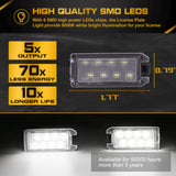 x xotic tech LED License Plate Lights Tag Lamps Replacement Compatible with Jeep Grand Cherokee Compass Patriot Fiat 500 Dodge Viper, Error Free 6000K Xenon White, 2Pcs