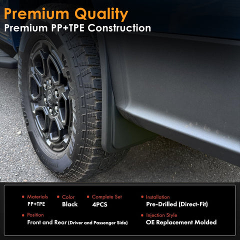 x xotic tech Mud Flaps Splash Guard Compatible with Ford Ranger 2024 2025 2026 Front & Rear Mudguards Fender Flare Dirt Slush Trap Protector Set Pickup Truck Accessories(4PCS)