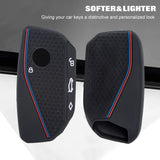 x xotic tech Soft Silicone Key Fob Cover Case Compatible with BMW X7 IX IX3 I5 M60 X1 X2 X3 X5 X6 XM I7 5 7 Series 740i 760i 2023 2024 2025 2026, Intelligent Car Side Button Smart Key Protector