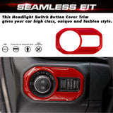 x xotic tech Headlight Switch Button Cover Trim Compatible with Jeep Wrangler JL JLU 2018-up & Gladiator JT 2020-up Interior Accessories(Red)